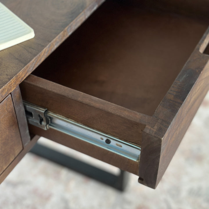 Venus Walnut Finish Solid Wood Modern Design 3 Drawer Study Desk for Home & Office - Fab Habitat , Study Desks, [product_size],