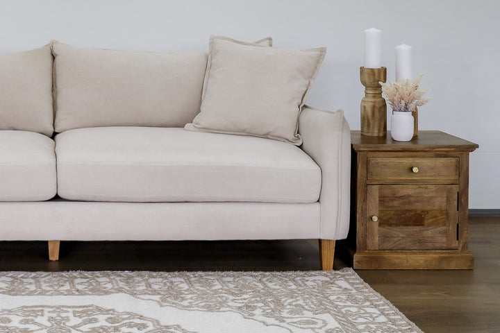 Vidhi Ivory and Beige 100% Wool Rug