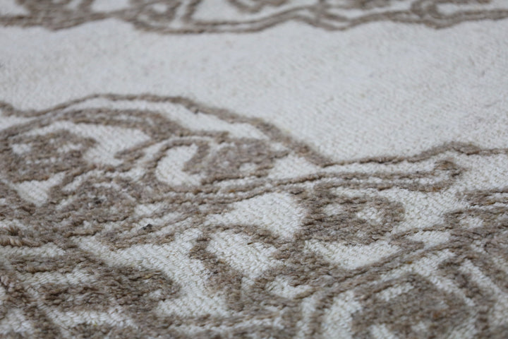 Vidhi Ivory and Beige 100% Wool Rug