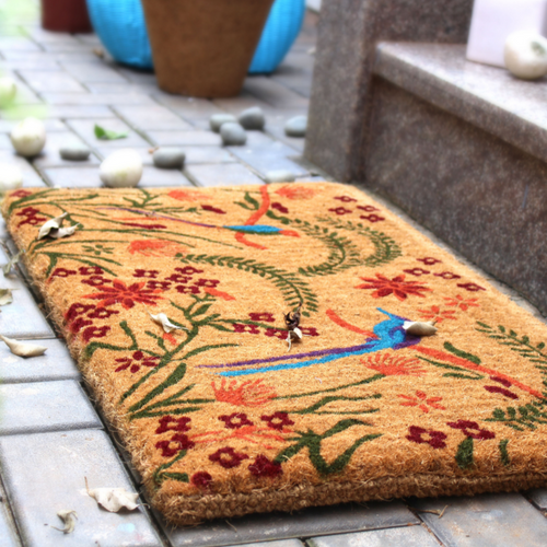 45x75 cm Vivid Multicolour Decorative Thick Coir Doormat - Fab Habitat , Doormats, 