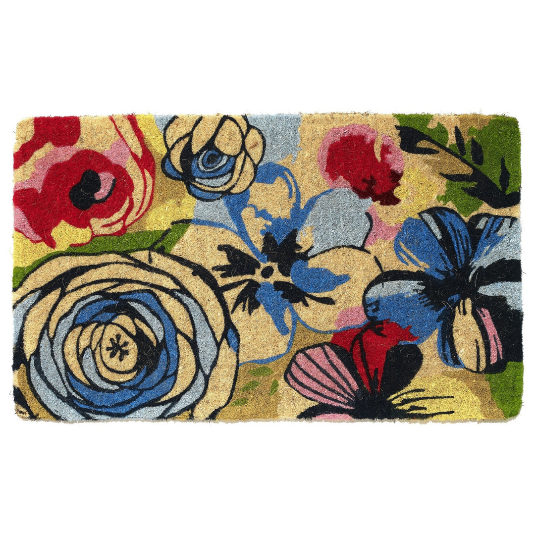 Watercolour Floral Thick Coir Doormat - Fab Habitat , Doormats,
