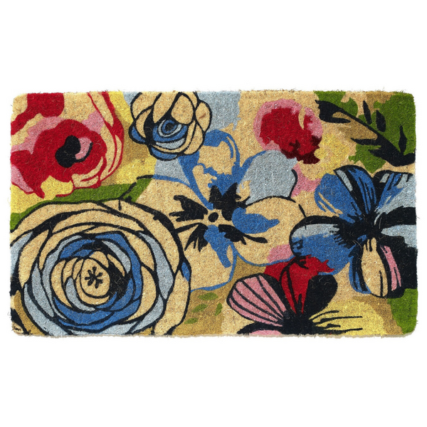Watercolour Floral Thick Coir Doormat - Fab Habitat , Doormats,