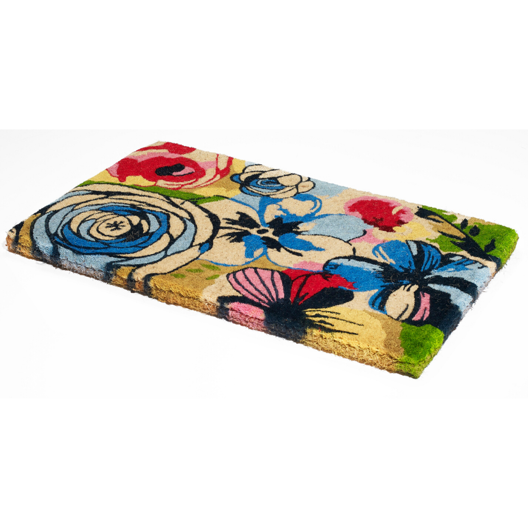 Watercolour Floral Thick Coir Doormat - Fab Habitat , Doormats, 
