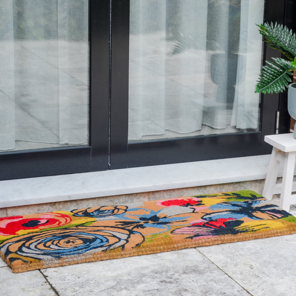 Watercolour Floral Thick Coir Doormat - Fab Habitat , Doormats,