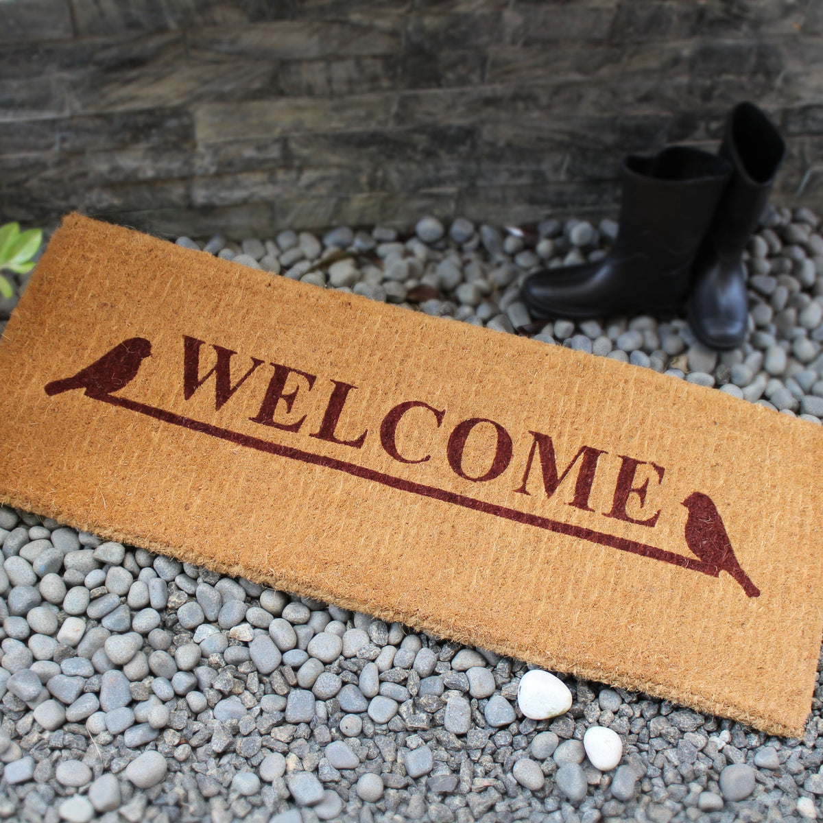 Long And Thick Welcome Coir Door Mat For Double Doors - Fab Habitat , Doormats, 