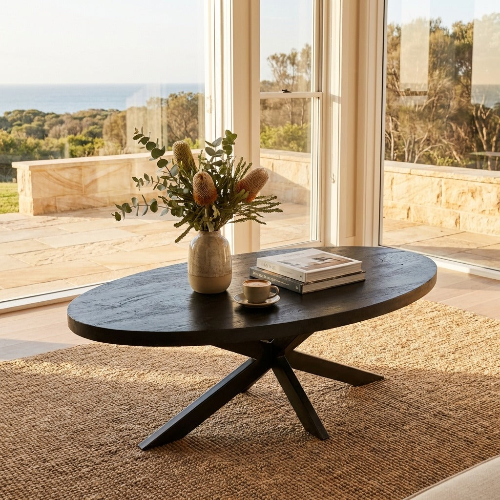 Nova Charcoal 130 CM Wooden Oval Coffee Table