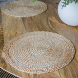 Set Of 4 Willow Natural Jute Round Placemats And Coasters - Fab Habitat , Placemats, 
