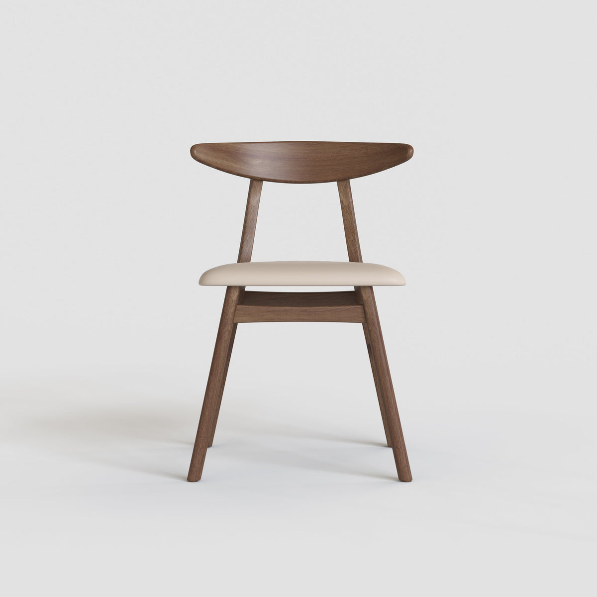Modern Windsor walnut finish dining chairs – Beige upholstered seat, buy online Australia