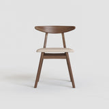Modern Windsor walnut finish dining chairs – Beige upholstered seat, buy online Australia
