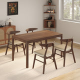 Elegant walnut wood dining chairs with beige cushion – Set of 2 available in Australia
