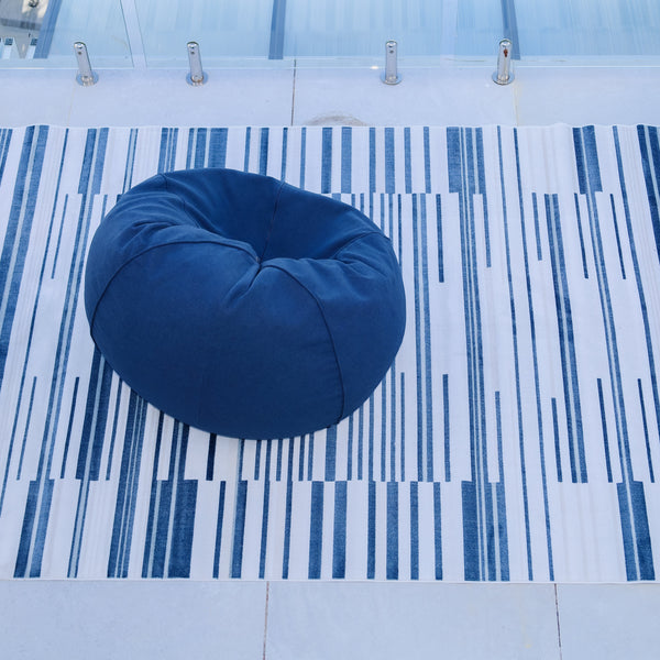 Yomi Navy and Cream Indoor Outdoor Rug