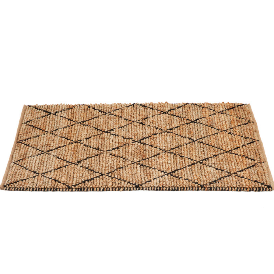 Anant Black and Natural Diamond Large Jute Rug - Fab Habitat , Jute Rug, 