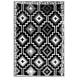 Lhasa Black and Cream Moroccan Recycled Plastic Outdoor Area Rug - Area rugs Fab Habitat