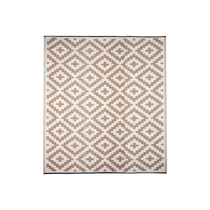 Aztec Beige & White Outdoor Plastic Mat for Picnic - Fab Habitat , Picnic Rugs, [product_size],