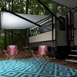 Aztec Teal and White Outdoor Rug - Fab Habitat , Recycled Plastic Rugs & Mats, 
