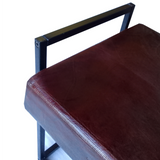 Jal Dark Brown Genuine Leather Seat Bench - 120 CM - Benches Fab Habitat