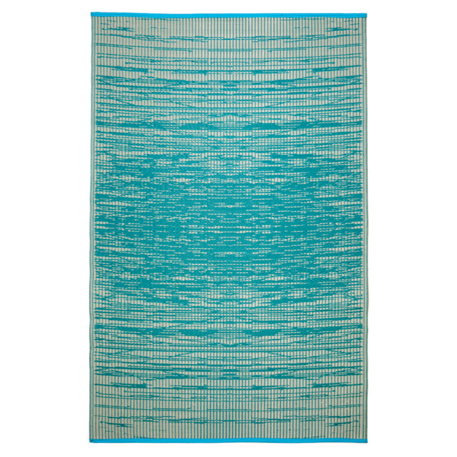 Brooklyn Teal and White Modern Reversible Outdoor Large Rug - Fab Habitat , Recycled Plastic Rugs & Mats, 