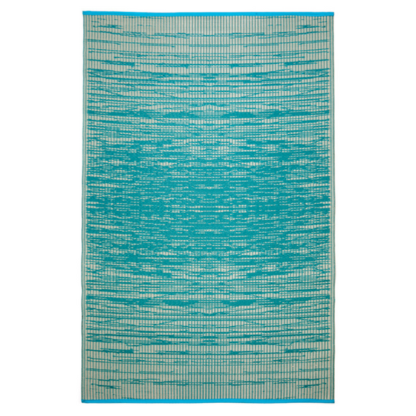 Brooklyn Teal and White Modern Reversible Outdoor Large Rug - Fab Habitat , Recycled Plastic Rugs & Mats, 