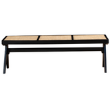 Byron Black 2 Seater Mango Wood Rattan Bench - Fab Habitat , Benches, 