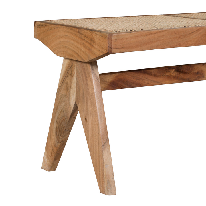 Byron Natural 2 Seater Mango Wood Rattan Bench - Fab Habitat , Benches, 