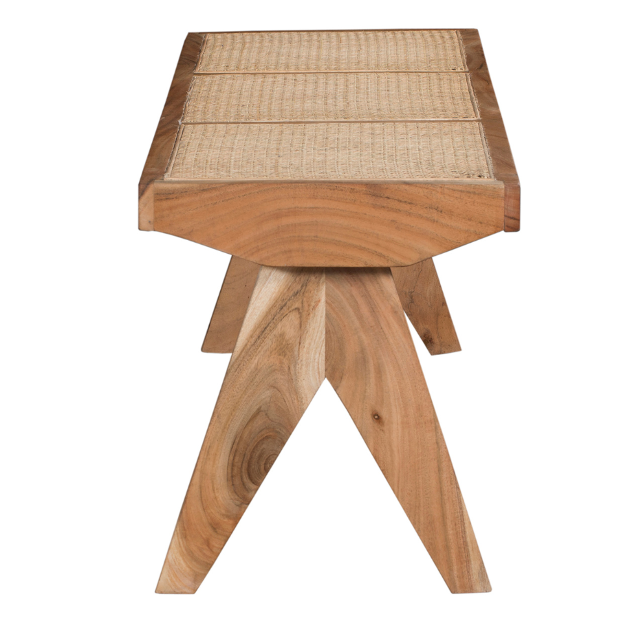 Byron Natural 2 Seater Mango Wood Rattan Bench - Fab Habitat , Benches, 