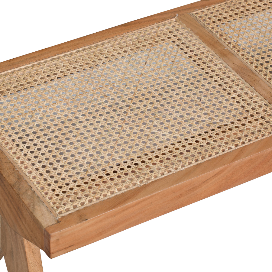 Byron Natural 2 Seater Mango Wood Rattan Bench - Fab Habitat , Benches, 
