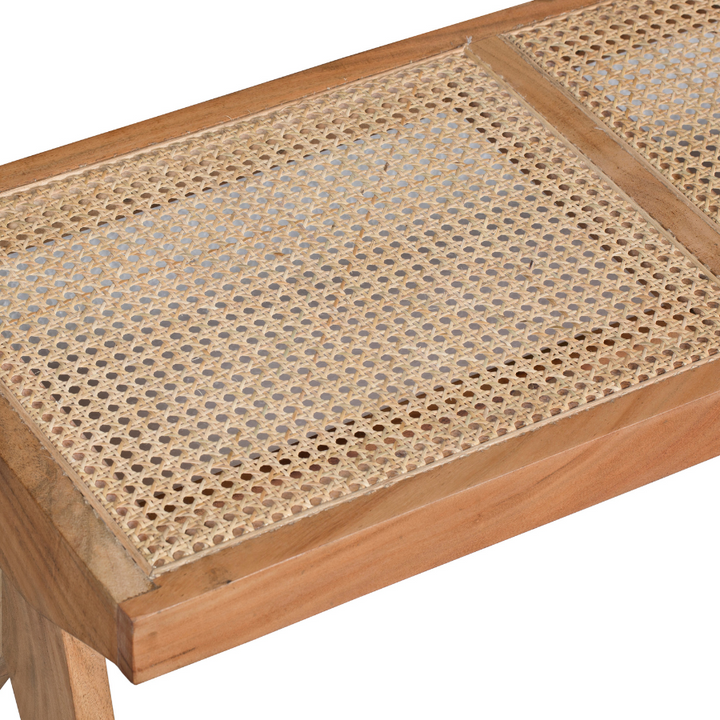 Byron Natural 2 Seater Mango Wood Rattan Bench - Fab Habitat , Benches, 
