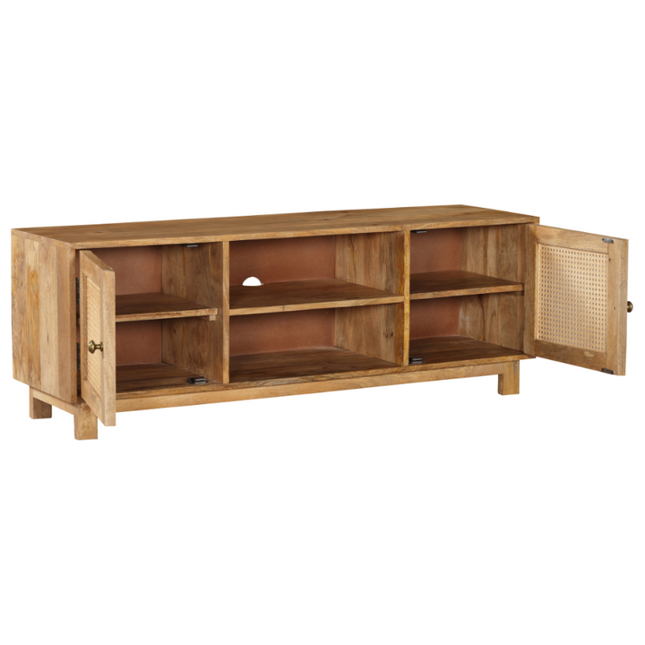 Byron Solid Wood Rattan 140 cm Modern Entertainment TV Unit with Storage - Fab Habitat , TV Units, [product_size],