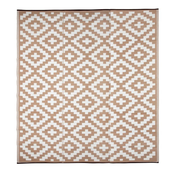Aztec Beige and White Foldable Waterproof Large Camping Mat - 270x360 CM - Camping Mats Fab Habitat
