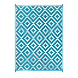 Aztec Teal & White Diamond Pattern Foldable Waterproof Large Camping Mat - 270x360 CM - Camping Mats Fab Habitat