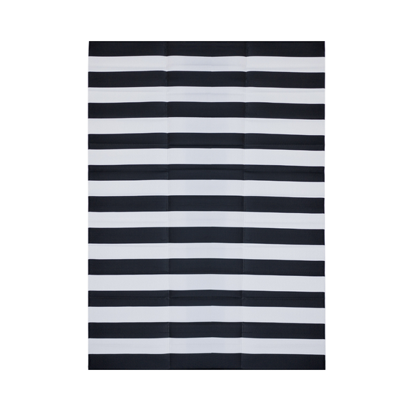 Brittany Black & White Stripes Foldable Waterproof Large Camping Mat - 270x360 CM - Camping Mats Fab Habitat
