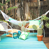 Cancun Aqua Blue Toned Melange Recycled Plastic Large Rug - Fab Habitat , Recycled Plastic Rugs & Mats, 