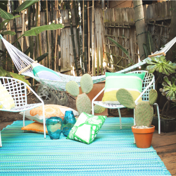 Cancun Aqua Blue Toned Melange Recycled Plastic Large Rug - Fab Habitat , Recycled Plastic Rugs & Mats, 
