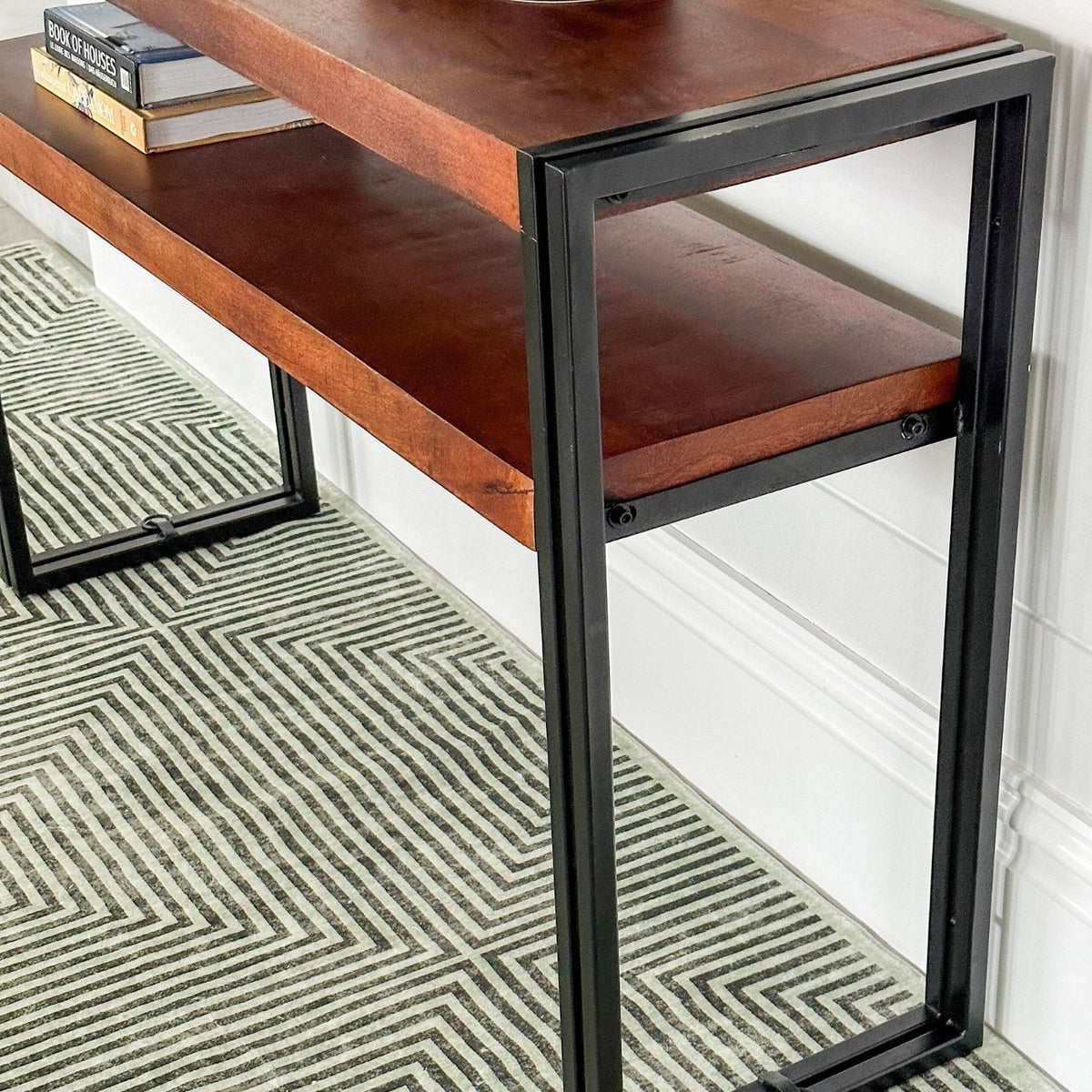 Astra 2 Shelves Mango Wood Industrial Console Table - Console Tables Fab Habitat