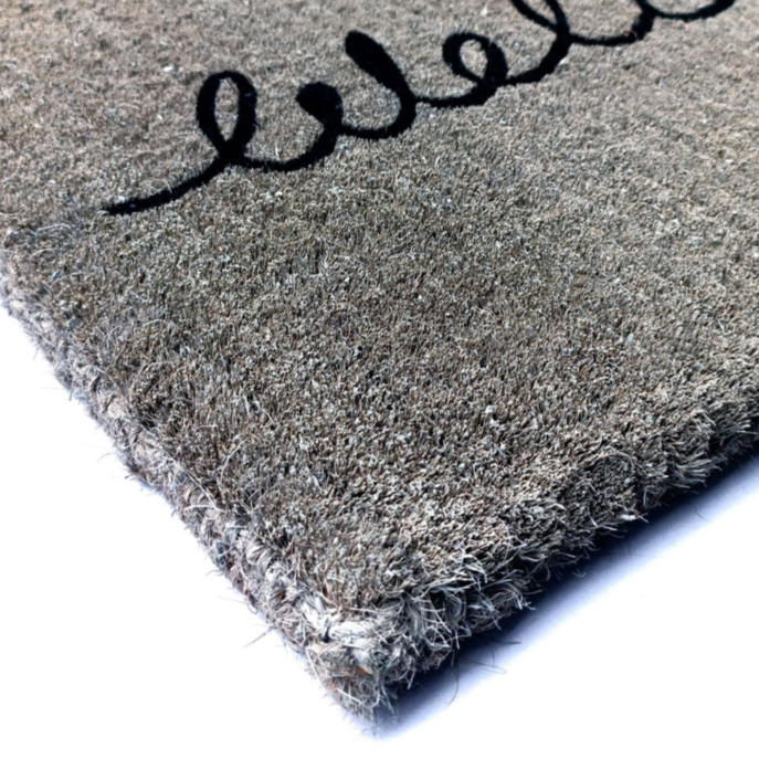 Grey Cursive 100% Coir Long Welcome Doormat - Fab Habitat , Doormats, 
