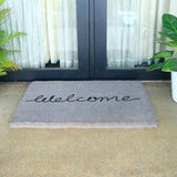 Grey Cursive 100% Coir Long Welcome Doormat - Doormats Fab Habitat