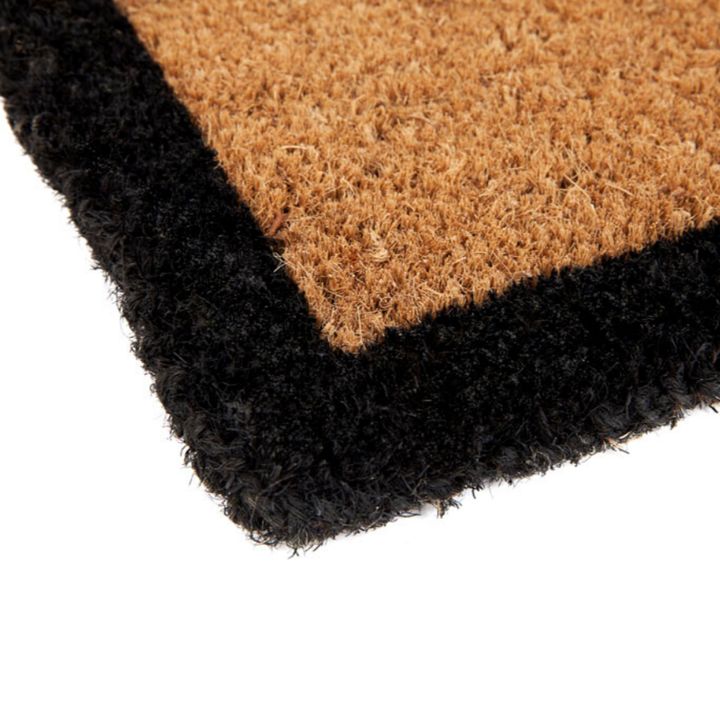 Four Corners Black Border and Natural Coir Doormat - Doormats Fab Habitat