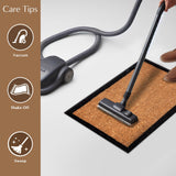 Four Corners Black Border and Natural Coir Doormat - Doormats Fab Habitat