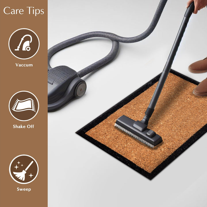 Four Corners Black Border and Natural Coir Doormat - Doormats Fab Habitat