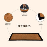 Four Corners Black Border and Natural Long Doormat - Doormats Fab Habitat