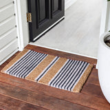 Nui Striped Coastal Coir Extra Long Front Door Mat - Doormats Fab Habitat