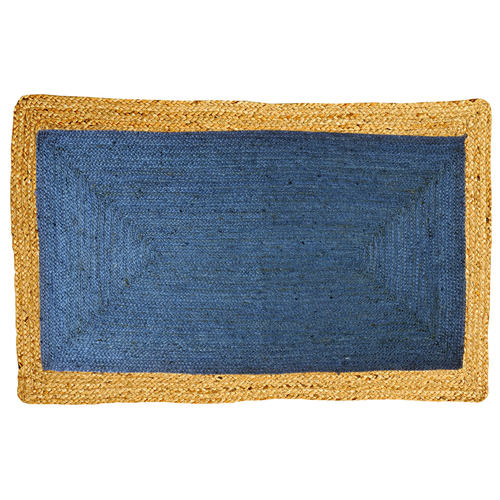 60 Cm X 90 Cm Phoenix Indigo Blue Jute Door Mat - Doormats Fab Habitat
