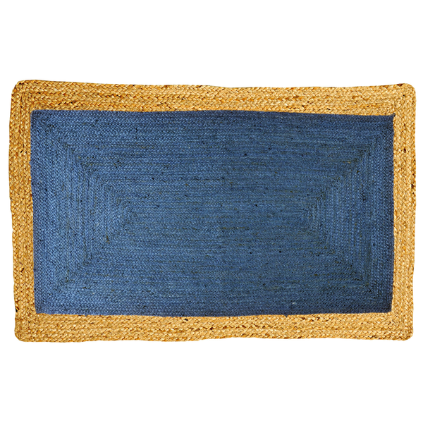60 Cm X 90 Cm Phoenix Indigo Blue Jute Door Mat - Doormats Fab Habitat