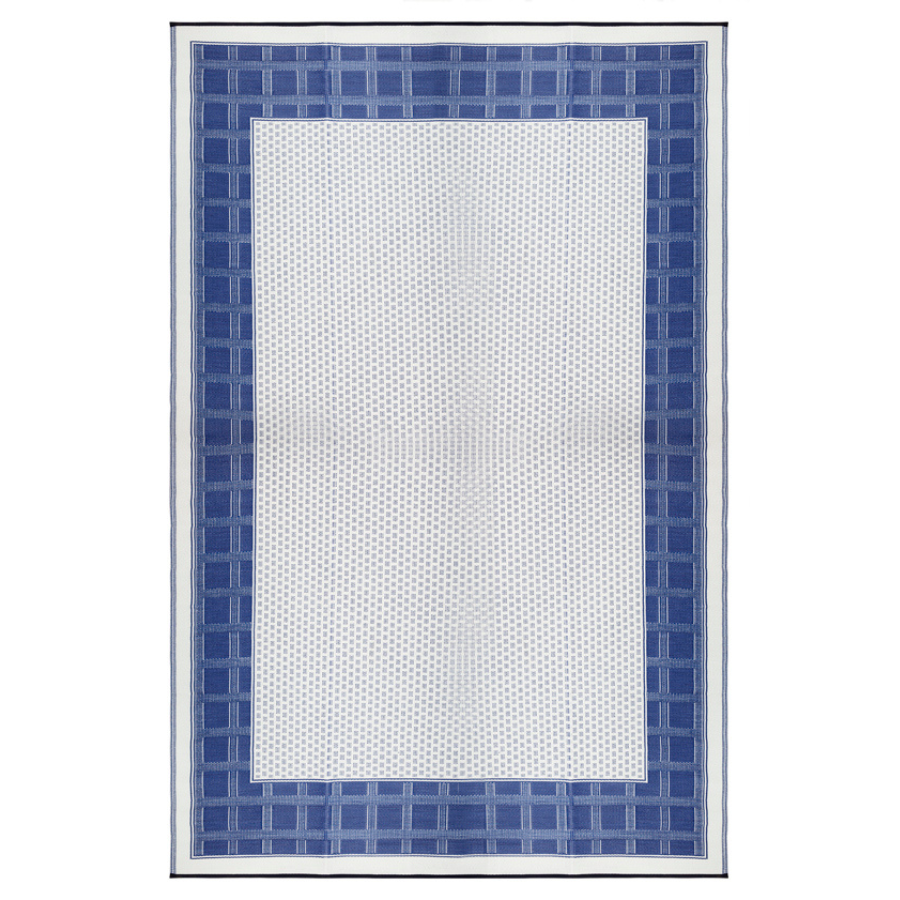 Europa Midnight Blue Geometric Reversible Large Picnic Rug - Fab Habitat , Picnic Rugs, [product_size],