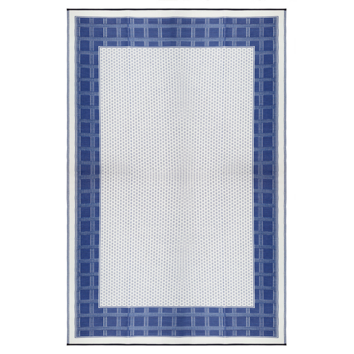 Europa Midnight Blue Geometric Reversible Large Picnic Rug - Fab Habitat , Picnic Rugs, [product_size],