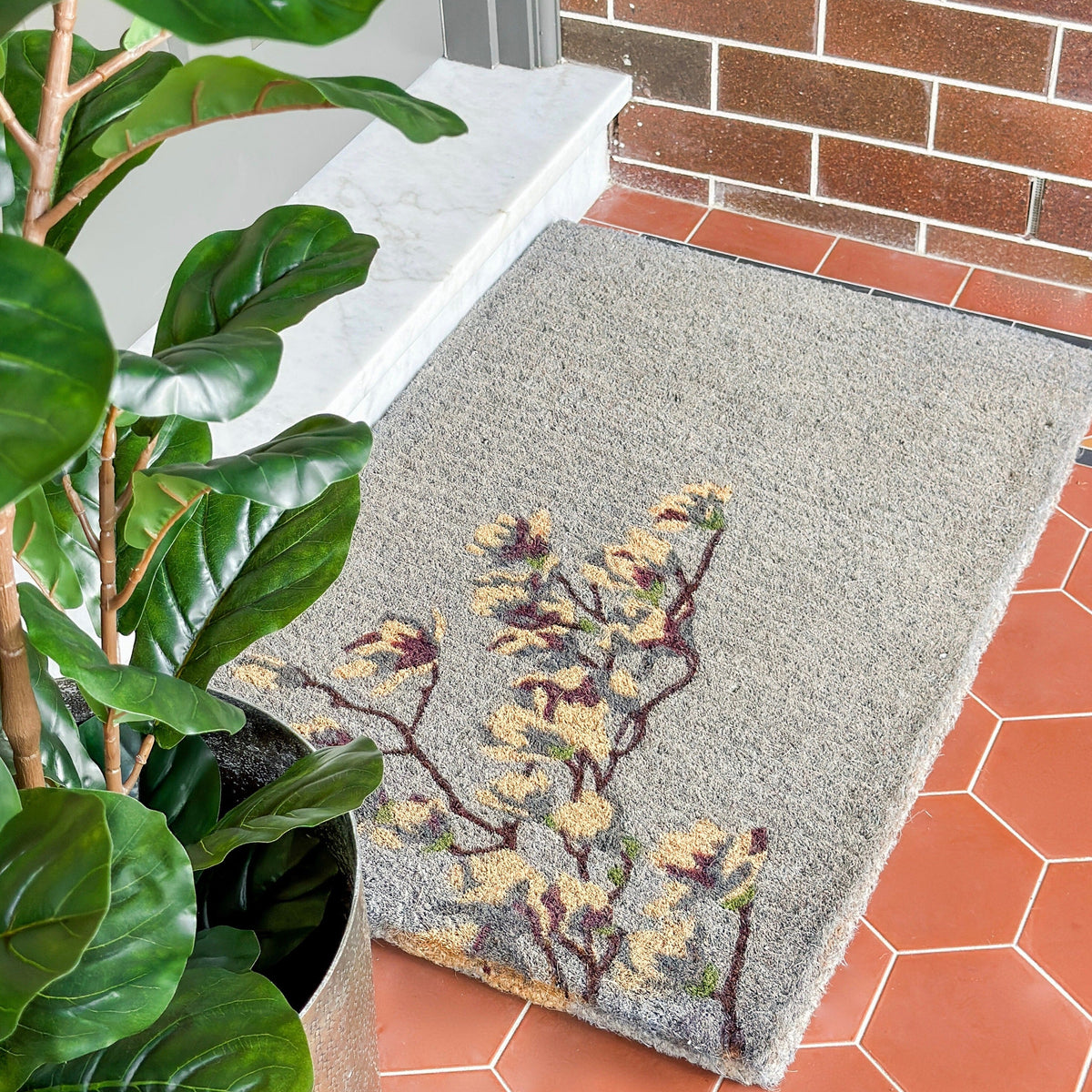 Magnolia Grey 100% Coir Doormat - Doormats Fab Habitat