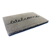 Welcome Grey Cursive 100% Coir Doormat - Doormats Fab Habitat
