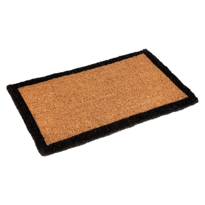 Four Corners Black Border and Natural Coir Doormat - Doormats Fab Habitat