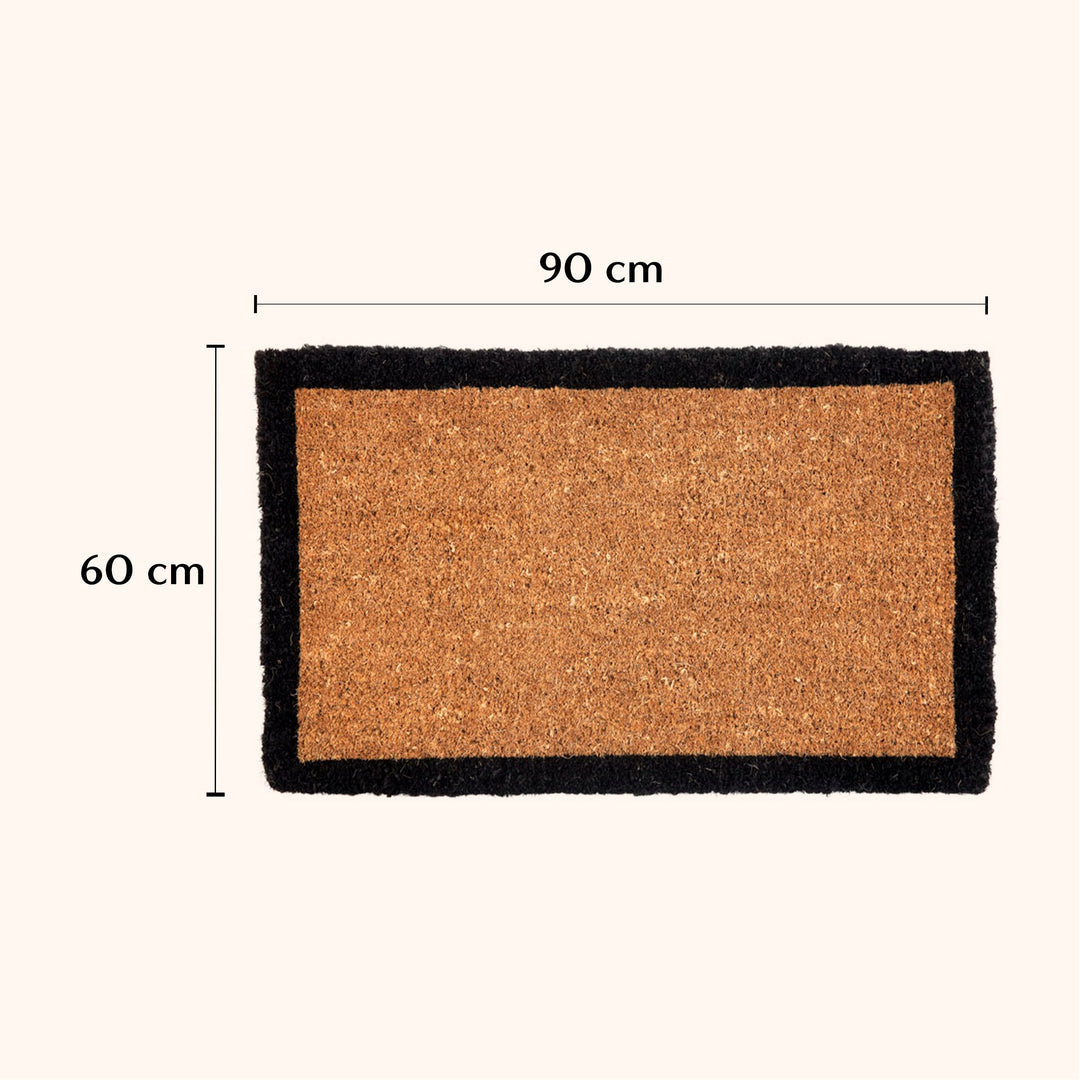 Four Corners Black Border and Natural Coir Doormat - Doormats Fab Habitat