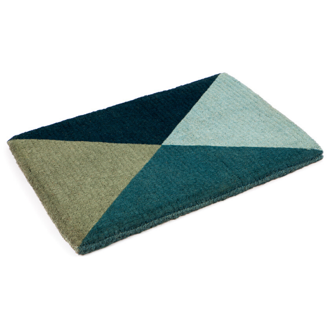 Blue Flag Geometrical Thick Coir Doormat - Doormats Fab Habitat